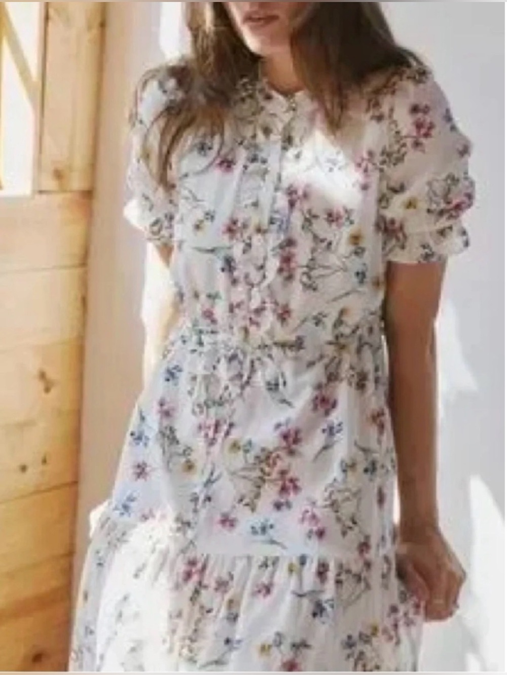 Christy Dawn Elle Alabaster Garden Silk Dress Like New